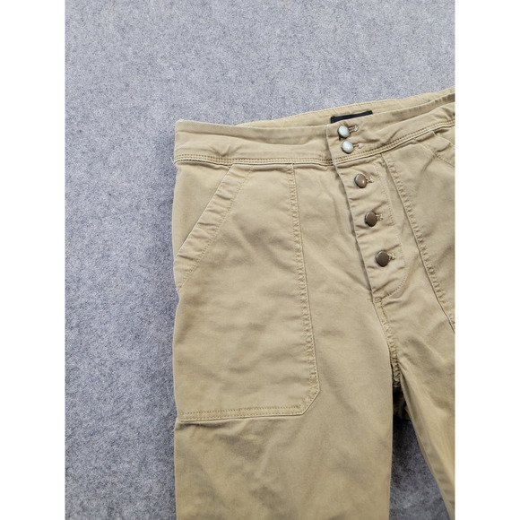 J. Crew Pants Womens 0 Tan Brown Button Close Wide Leg Ankle Flat Front - Picture 2 of 14
